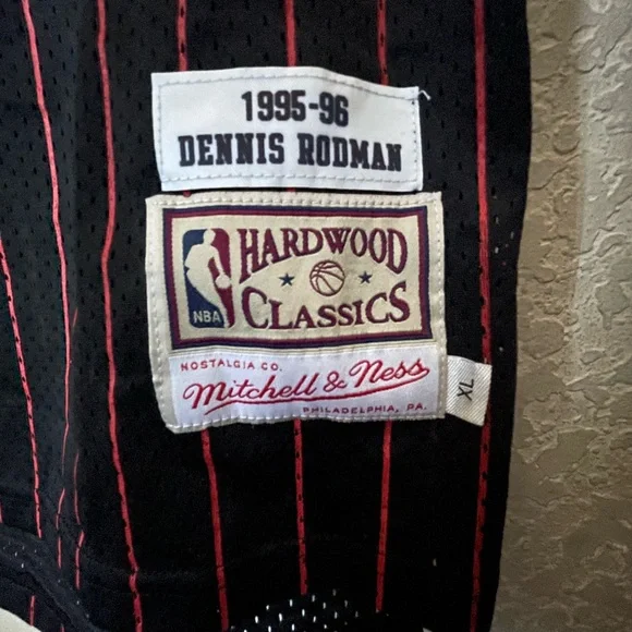 Mitchell & Ness Dennis Rodman 91 Chicago Bulls striped jersey SZ XL